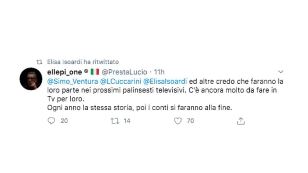 tweet di lucio presta sui palinsesti rai