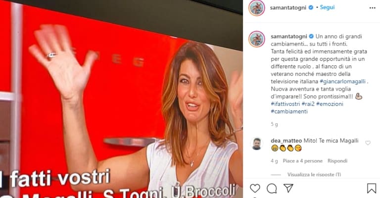 il post di samanta togni su I Fatti vostri