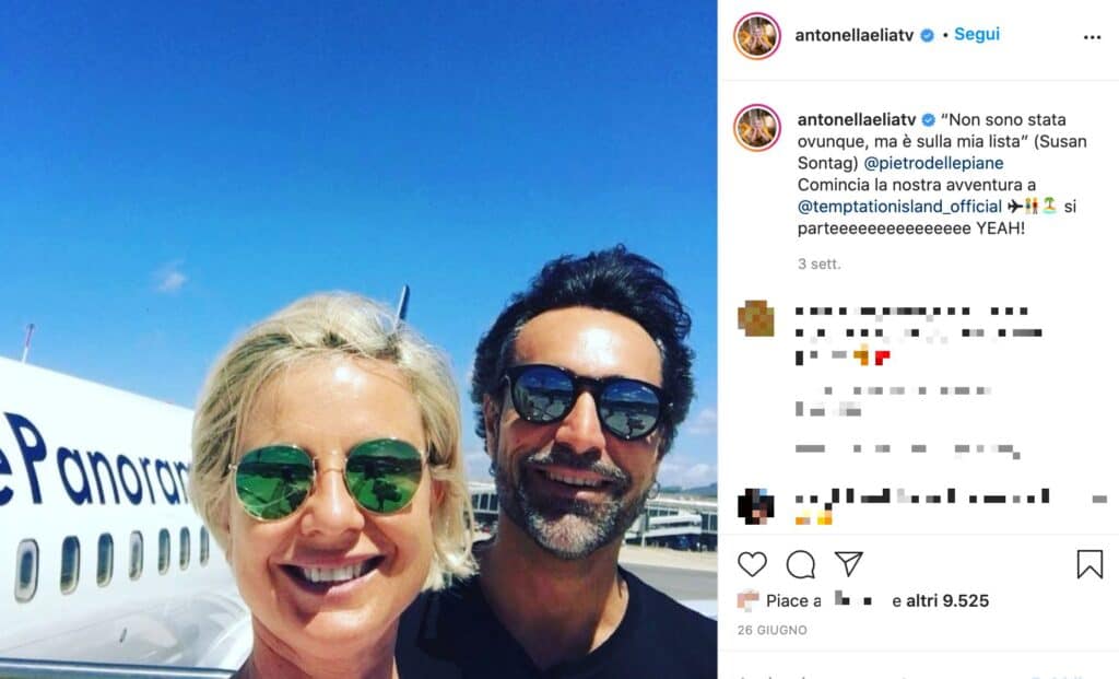 Antonella Elia e Pietro Delle Piane in partenza per Temptation Island