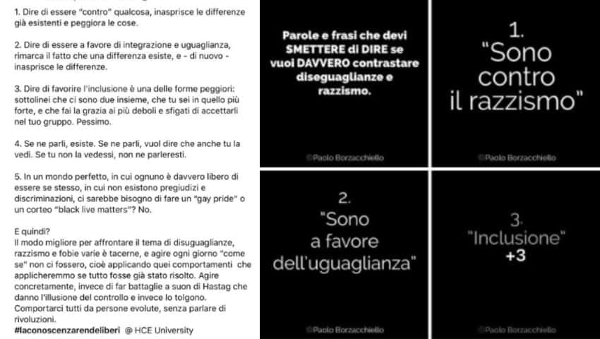Post di Paolo Borzacchiello al seguito del quale il suo profilo Instagram è stato sospeso
