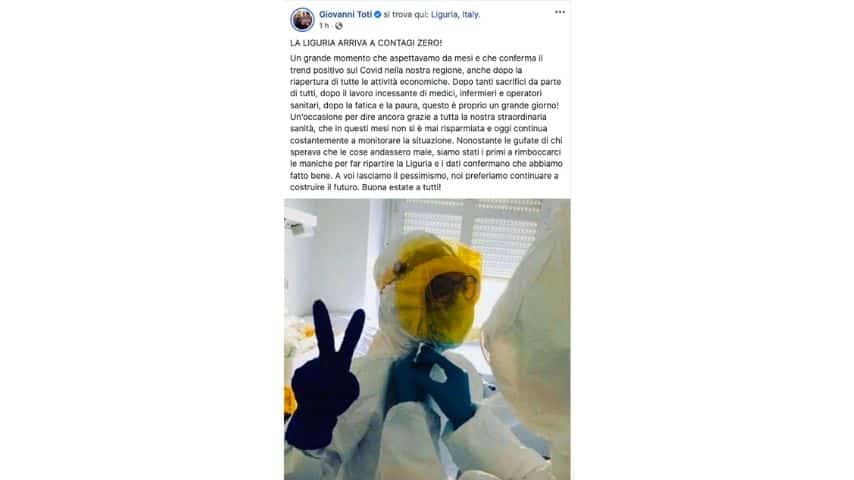 il post di Giovanni Toti