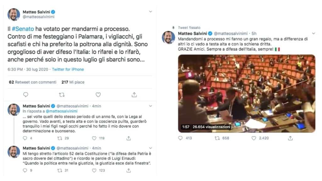 i tweet di matteo salvini