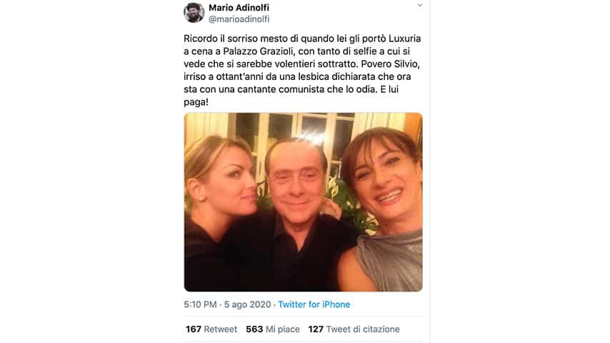 Tweet di Mario Adinolfi