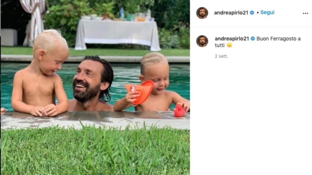 Andrea pirlo e i figli Leonardo e Tommaso