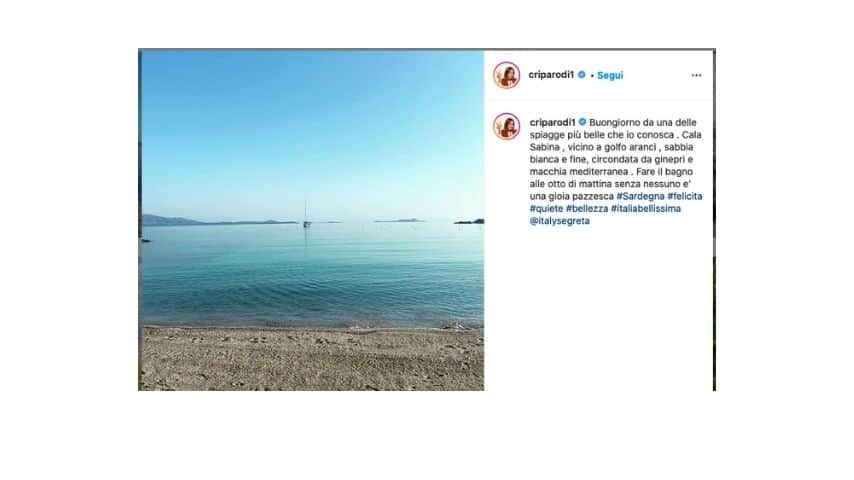 la foto postata da cristina parodi