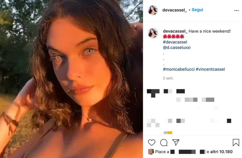 Post Instagram di Deva Cassel