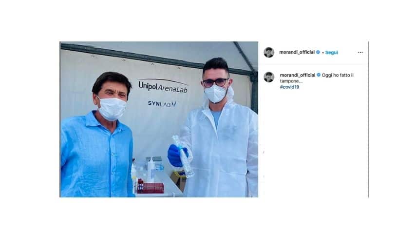 La foto di Gianni Morandi dopo aver fatto il tampone