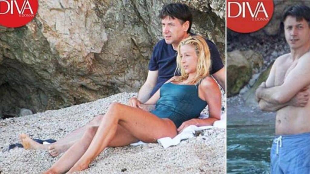 Giuseppe Conte e Olivia Paladino al mare