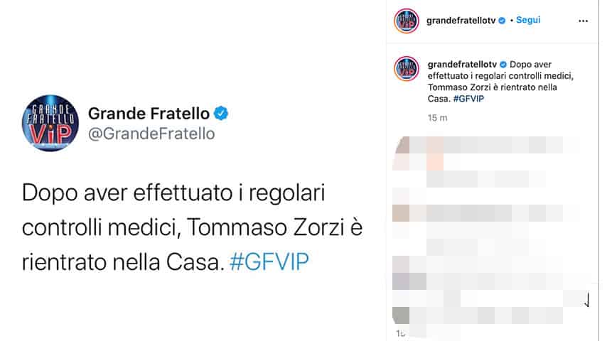 Post Grande Fratello Vip su Tommaso Zorzi