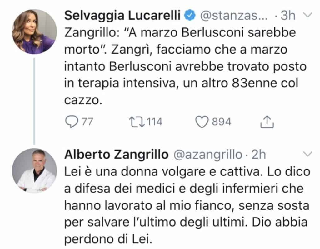 Il botta e risposta tra Selvaggia Lucarelli e il professor Zangrillo