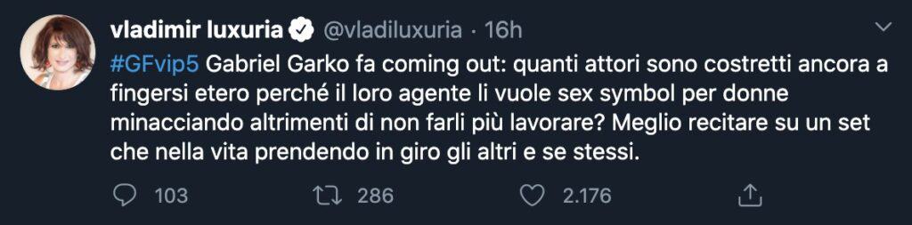 Il tweet di Vladimir Luxuria