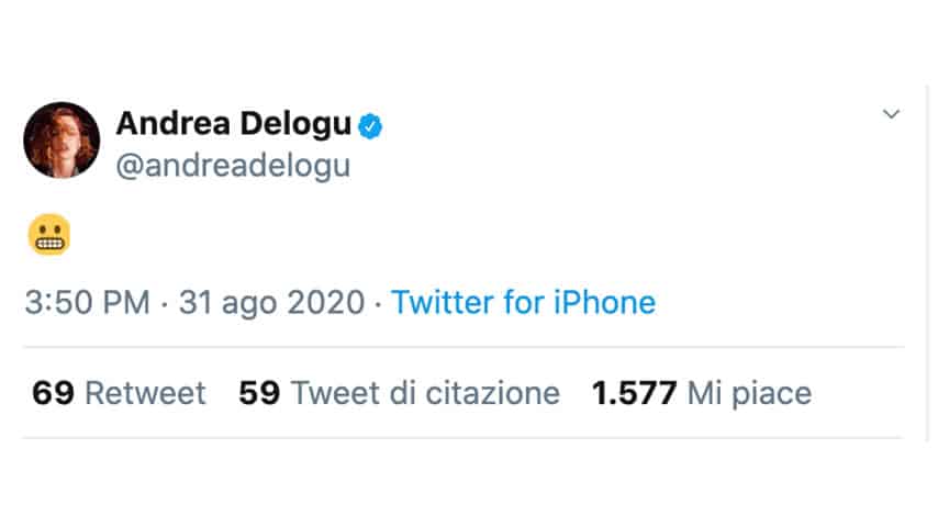 Tweet di Andrea Delogu