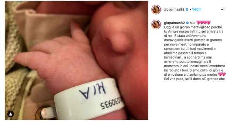 Giorgia Palmas annuncia la nascita della figlia Mia