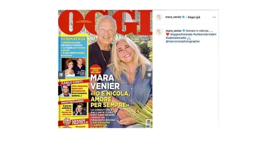 Mara Venier posta su Instagram la copertina di Oggi