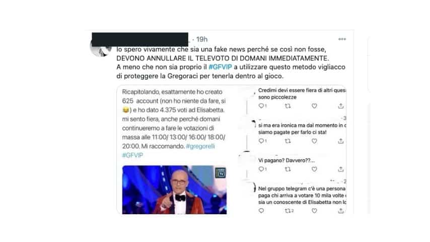 Alcuni dei tweet del televoto-gate