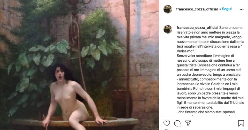 Francesco Cozza, foto del post instagram