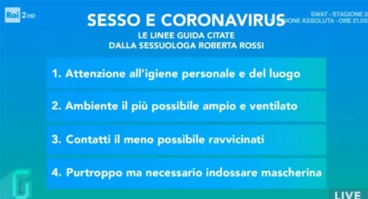 Le regole sulle attività sessuali per come sono state riferite nel corso del programma