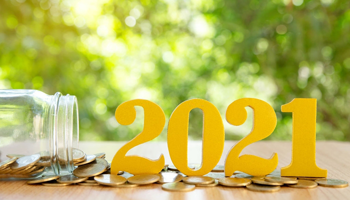 Scritta 2021 su monete