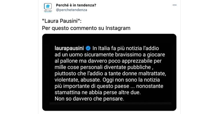 Commento di Laura Pausini su Twitter