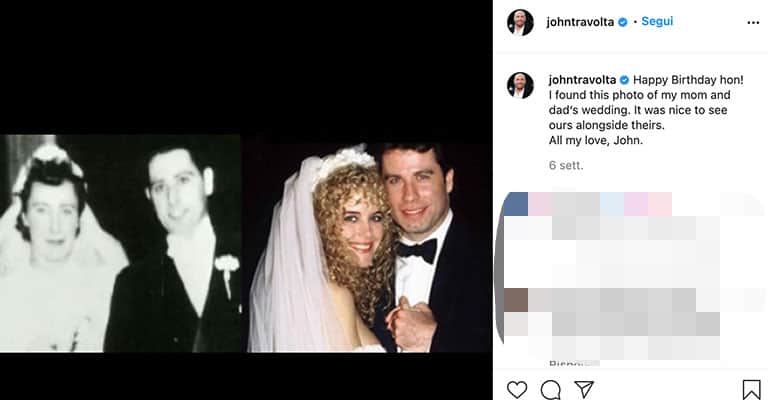 Dedica di John Travolta alla moglie Kelly Preston su Instagram