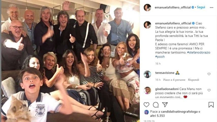 Emanuela Folliero ricorda il batterista dei Pooh e suo ex Stefano D'Orazio con un post su Instagram