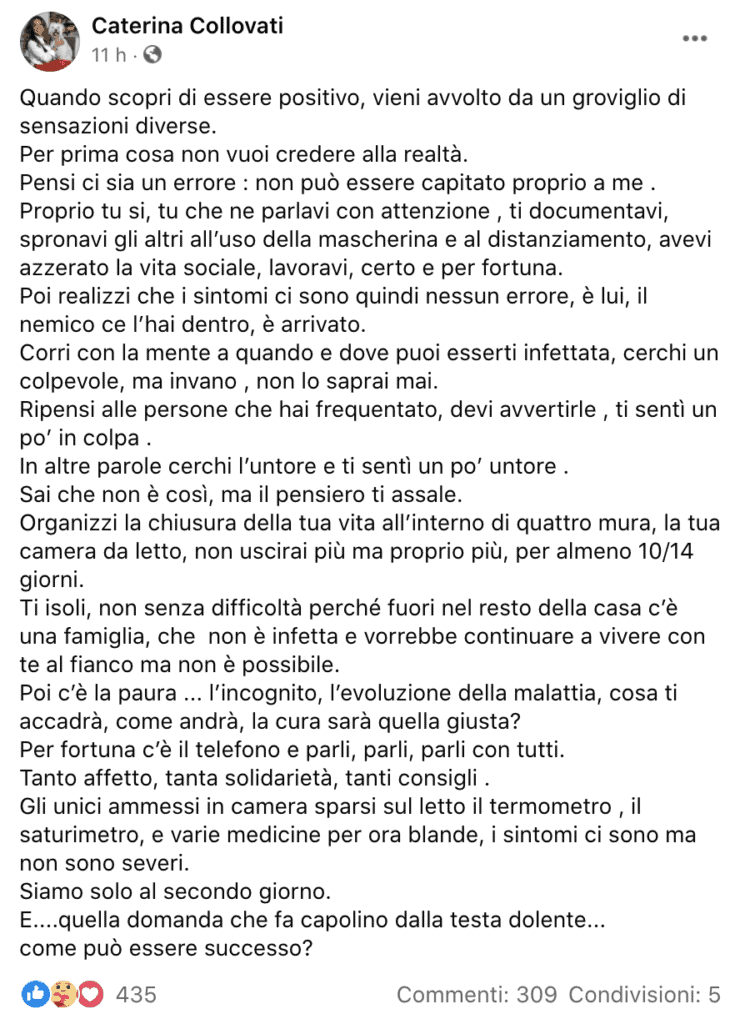 Il post di Caterina Collovati