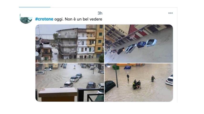 Le immagini del violento nubifragio di Crotone