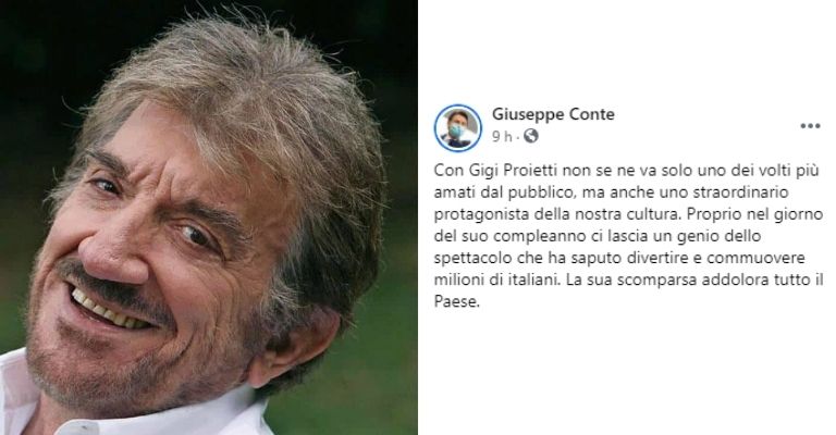 Il messaggio di Conte per Gigi Proietti