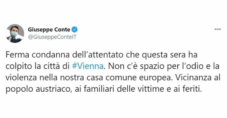 La reazione di Giuseppe Conte all'attentato a Vienna