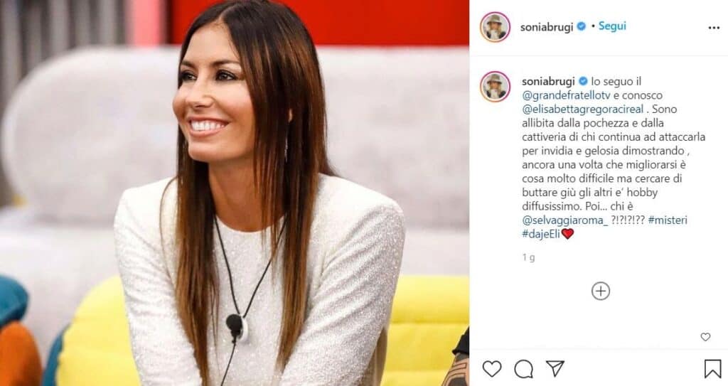 Il post di Sonia Bruganelli su Elisabetta Gregoraci