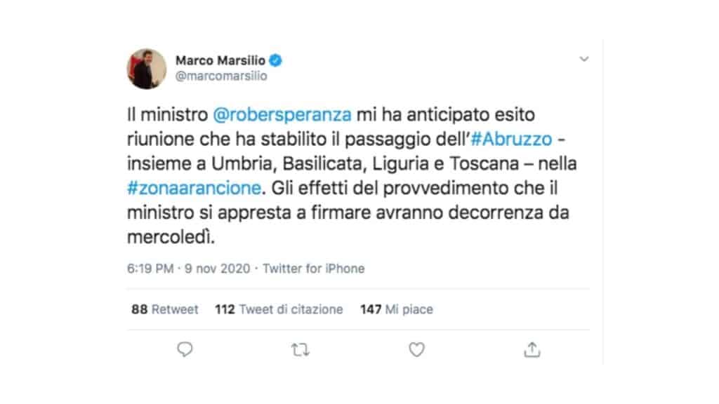 tweet di marco marsilio