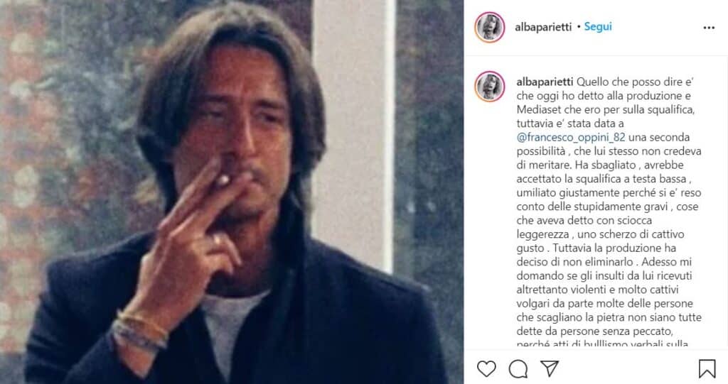 Alba Parietti, post instagram