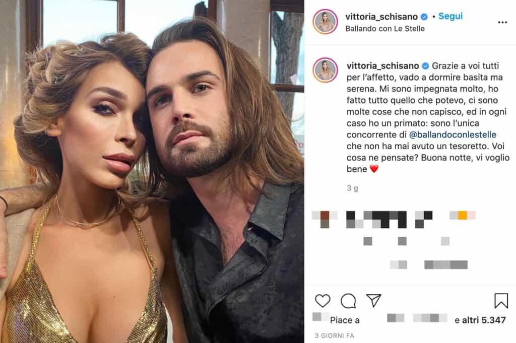 Post Instagram di Vittoria Schisano