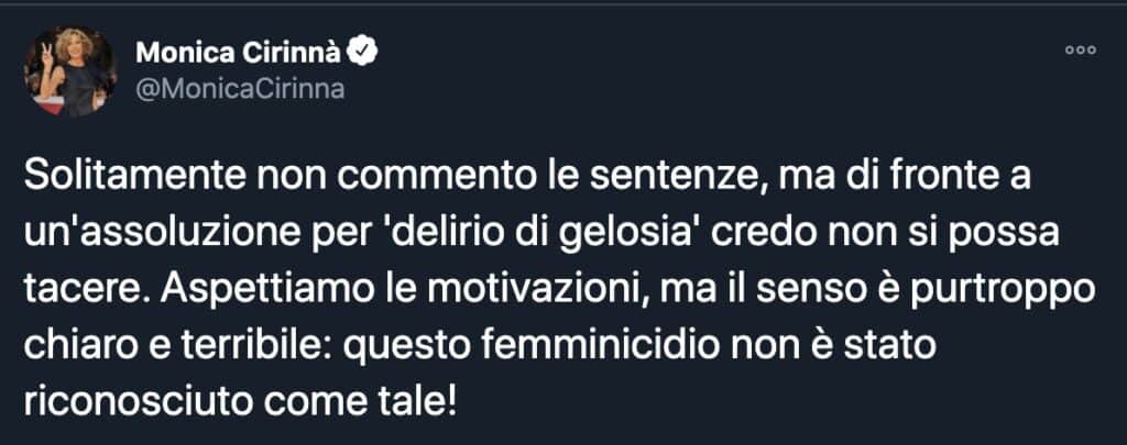 Il tweet di Monica Cirinnà