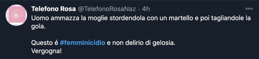 Il tweet del Telefono Rosa