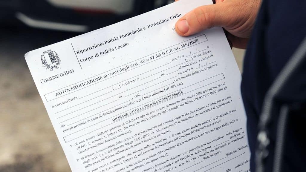 modulo autocertificazione
