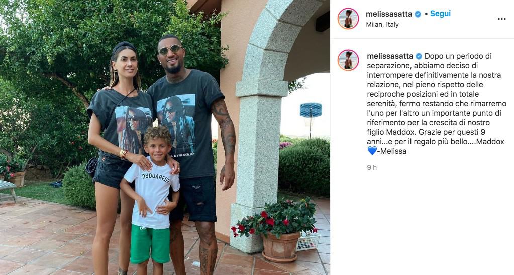 Il post sulla rottura tra Melissa Satta e Boateng