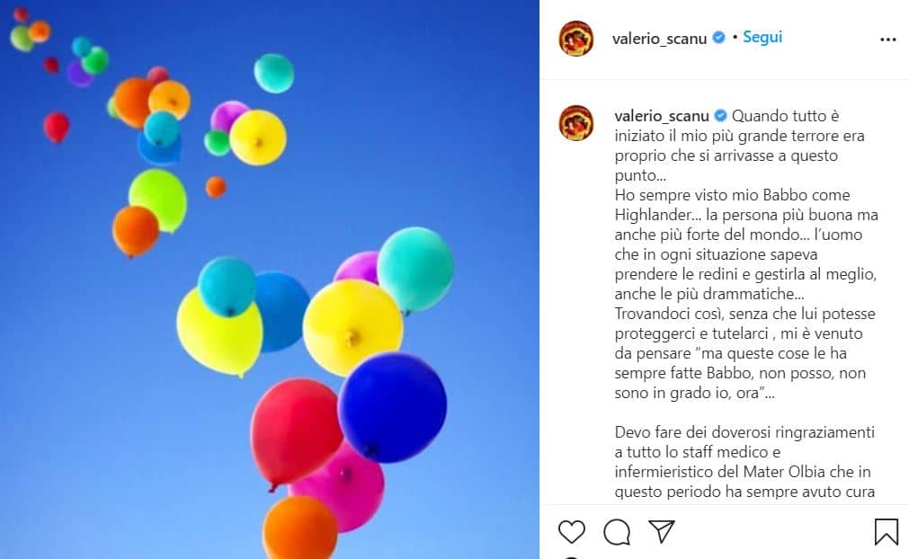 Valerio Scanu, post ig