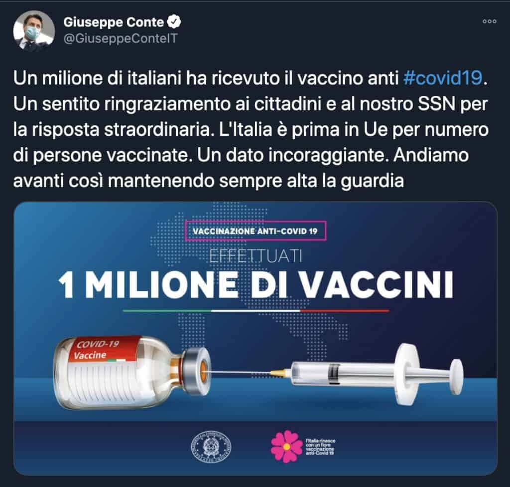 il tweet del presidente Conte