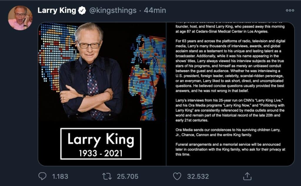 Il tweet dell'annuncio