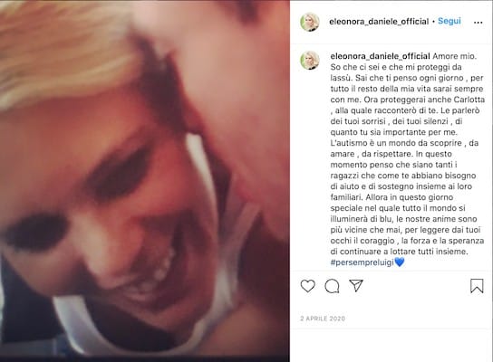 Eleonora Daniele e la dedica al fratello Luigi