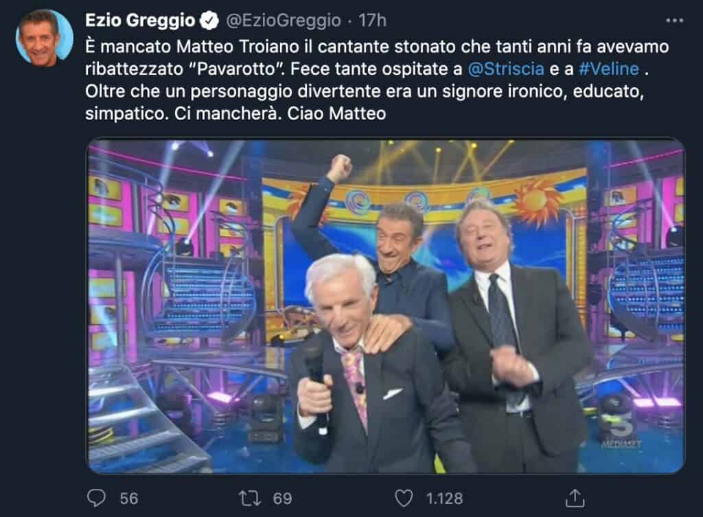 Il tweet di Ezio Greggio