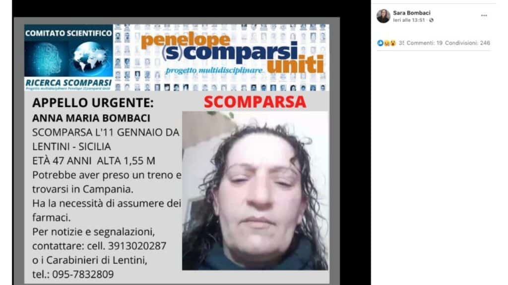 anna maria bombaci scomparsa