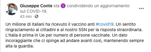 Giuseppe Conte sui vaccini in Italia