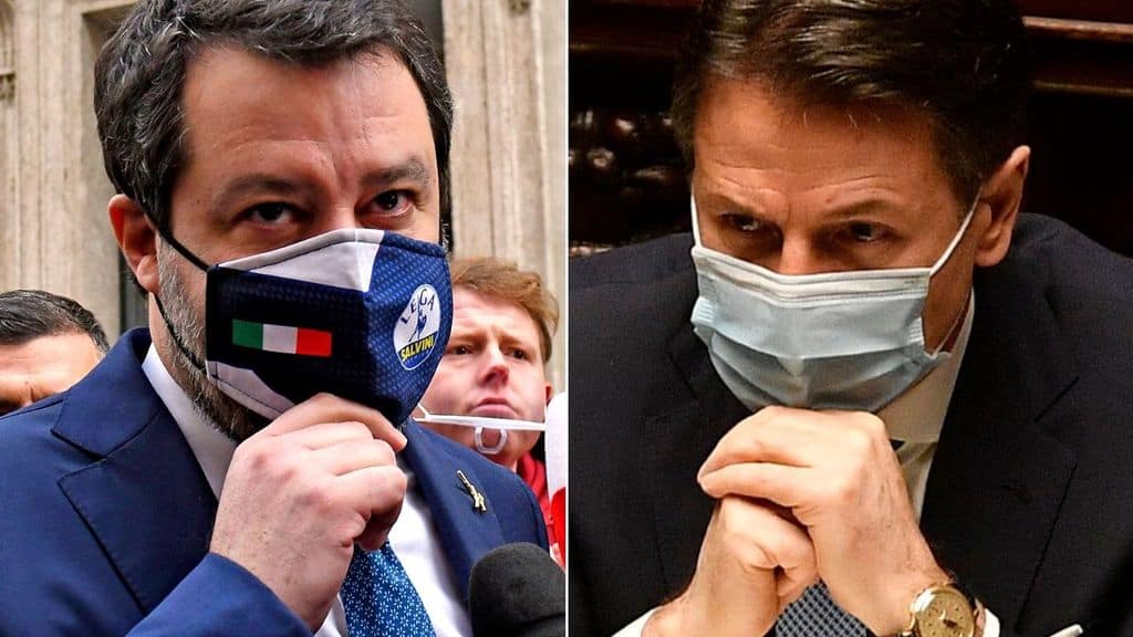 Matteo Salvini replica a Giuseppe Conte in Senato