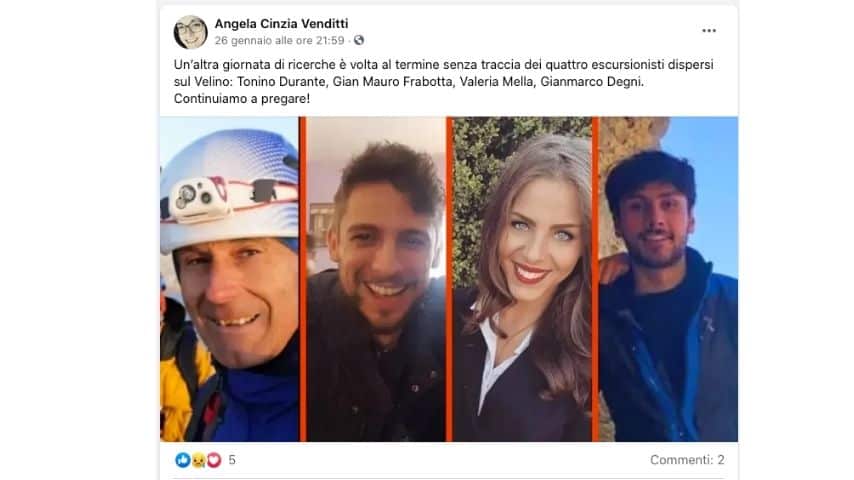 Un post dedicato agli escursionisti scomparsi sul monte Velino