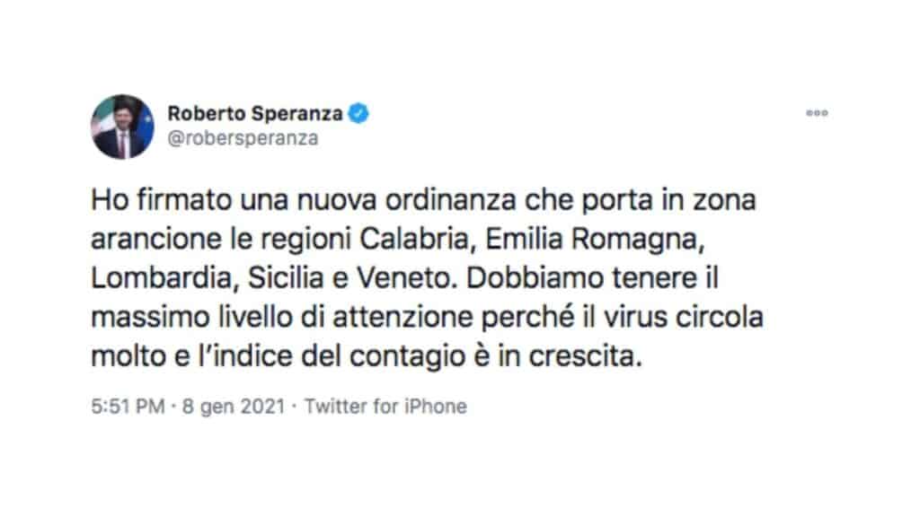 roberto speranza tweet