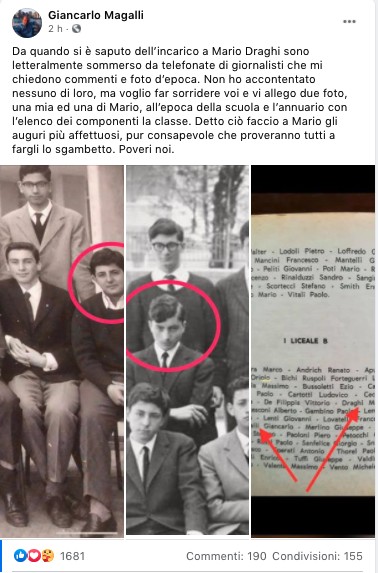 giancarlo magalli e mario draghi a scuola