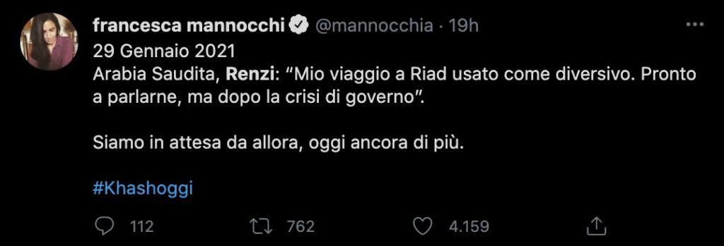 Tweet di Francesca Mannocchi