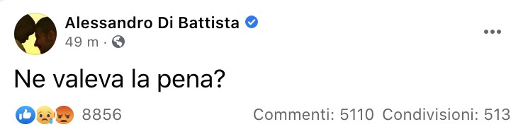 Il post su Facebook di Alessandro Di Battista